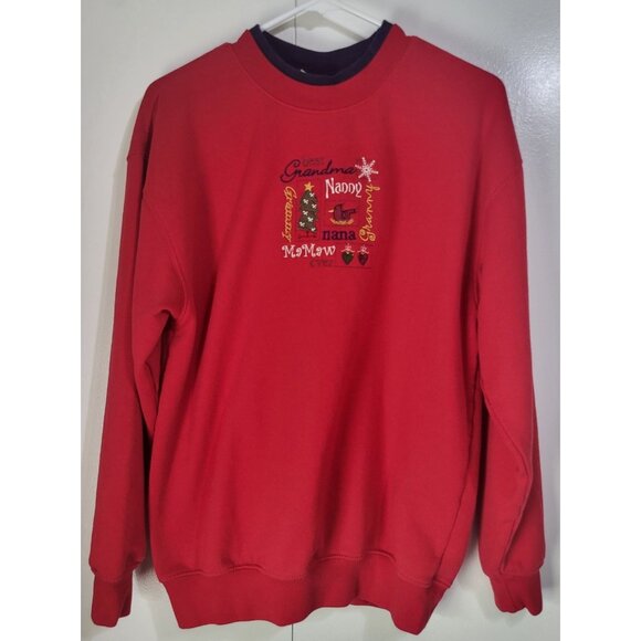 M & C Sportswear Tops - VTG Christmas Sweatshirt Best Grandma Nanny Granny Ever Embroidered Cottage MED